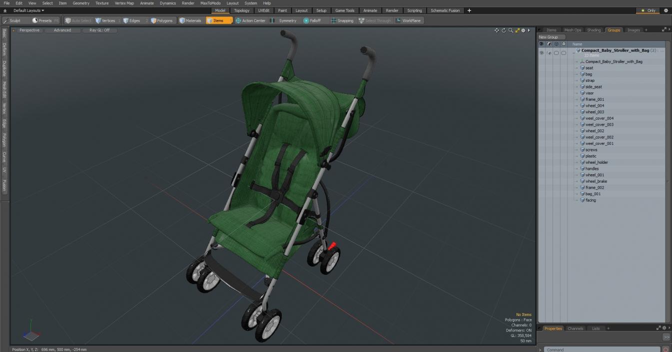 3D model Compact Baby Stroller With Bag