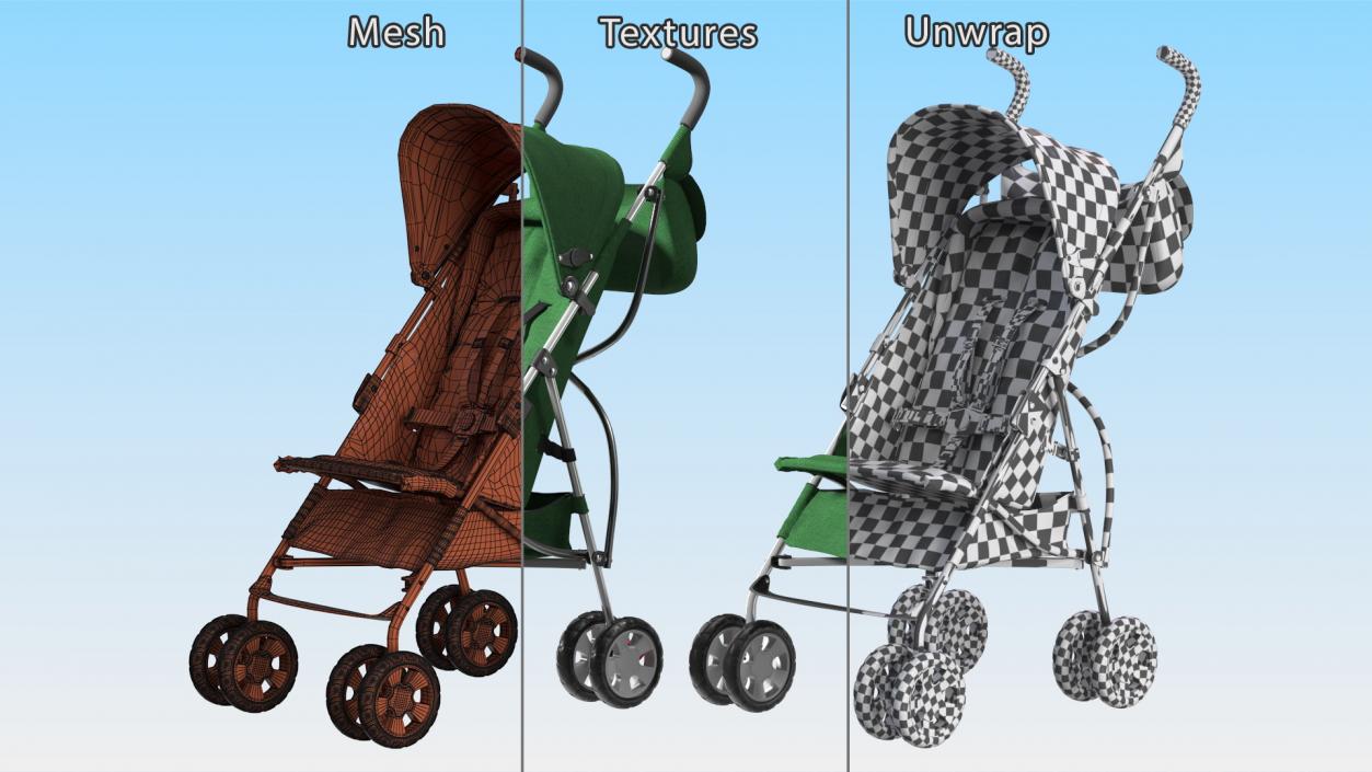 3D model Compact Baby Stroller With Bag