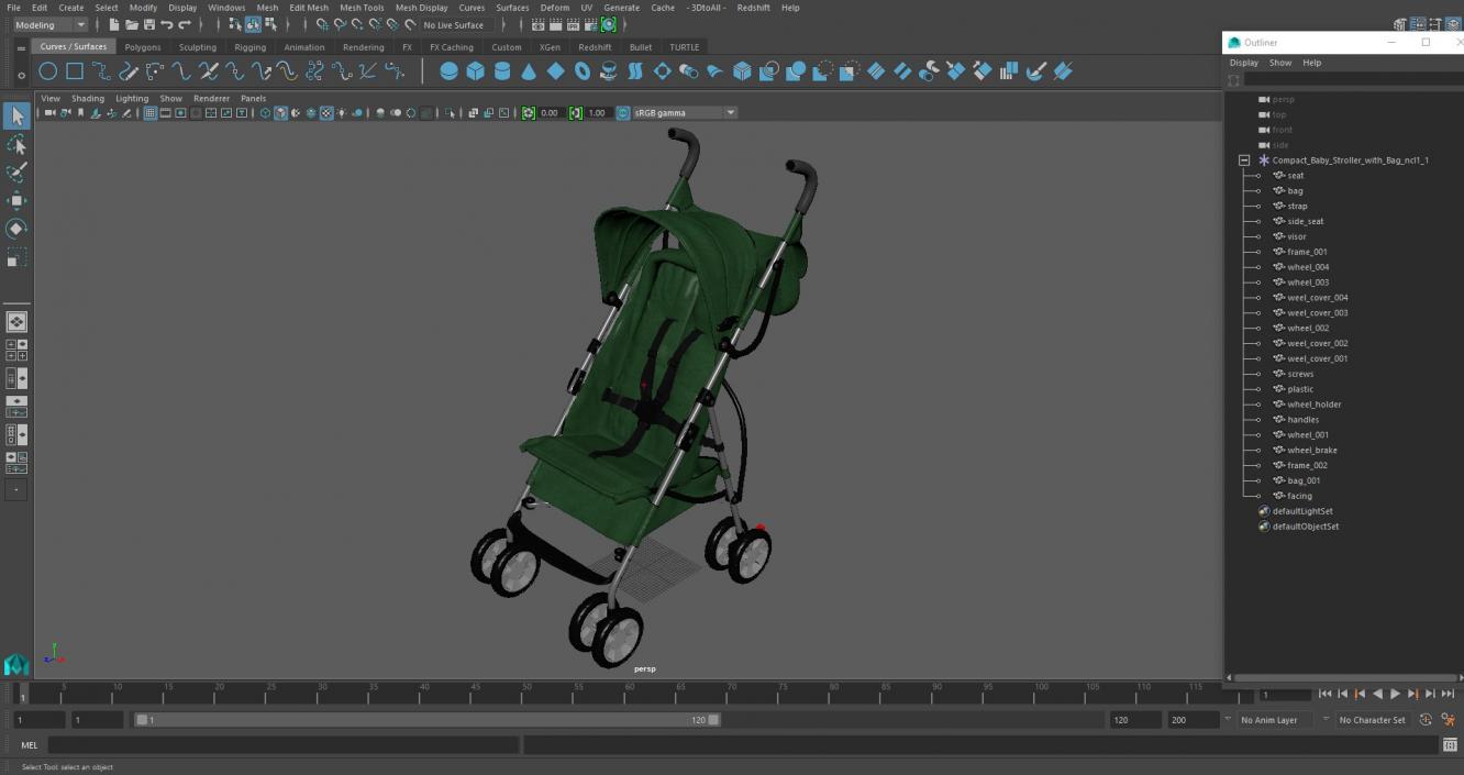 3D model Compact Baby Stroller With Bag