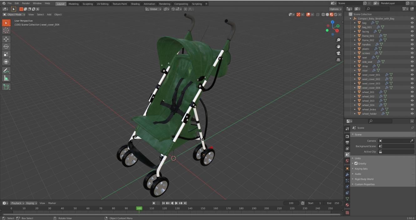 3D model Compact Baby Stroller With Bag