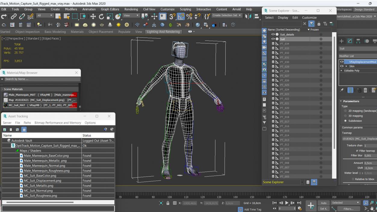 3D OptiTrack Motion Capture Suit Rigged