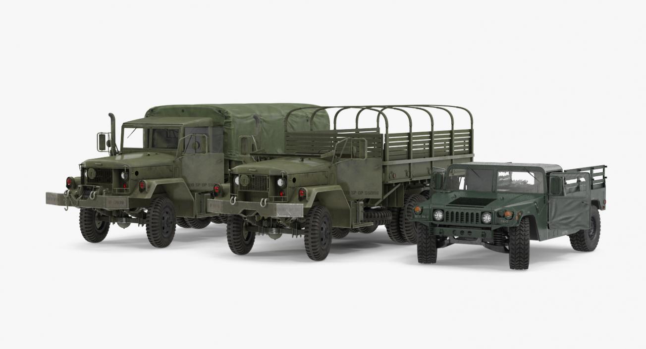 3D Military Cargo Vehicles Rigged Collection