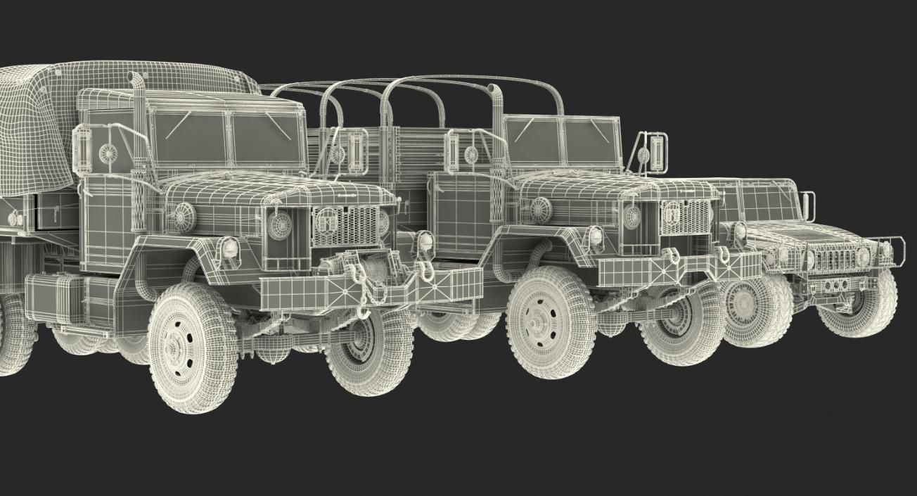 3D Military Cargo Vehicles Rigged Collection