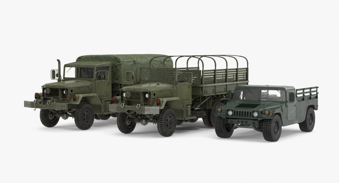 3D Military Cargo Vehicles Rigged Collection