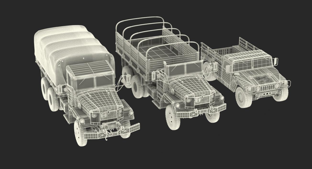 3D Military Cargo Vehicles Rigged Collection