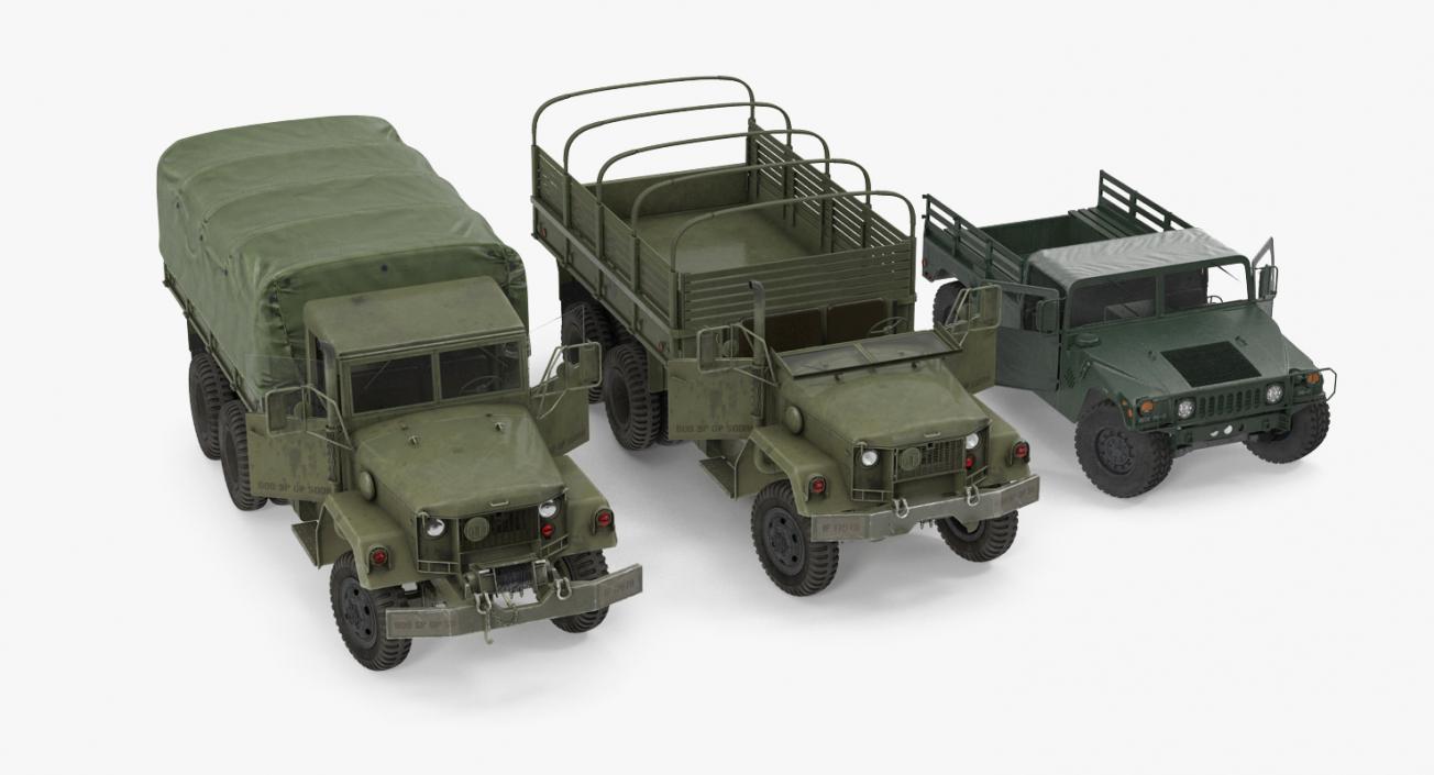 3D Military Cargo Vehicles Rigged Collection