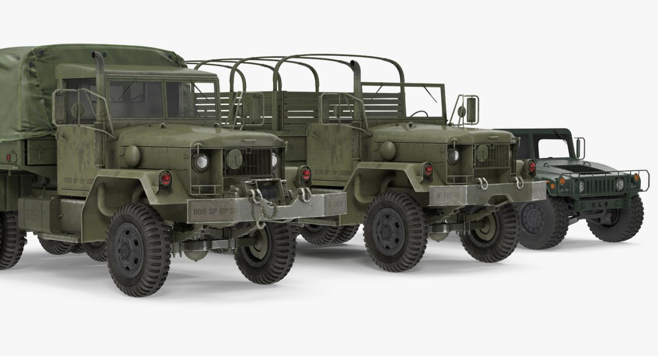 3D Military Cargo Vehicles Rigged Collection