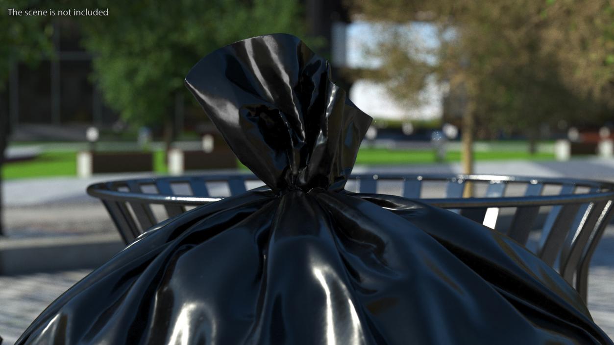 3D Tied Closed Black Trash Bags model