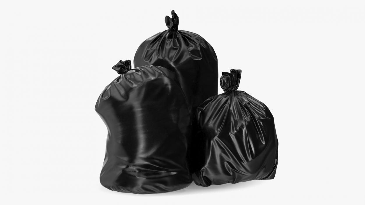 3D Tied Closed Black Trash Bags model