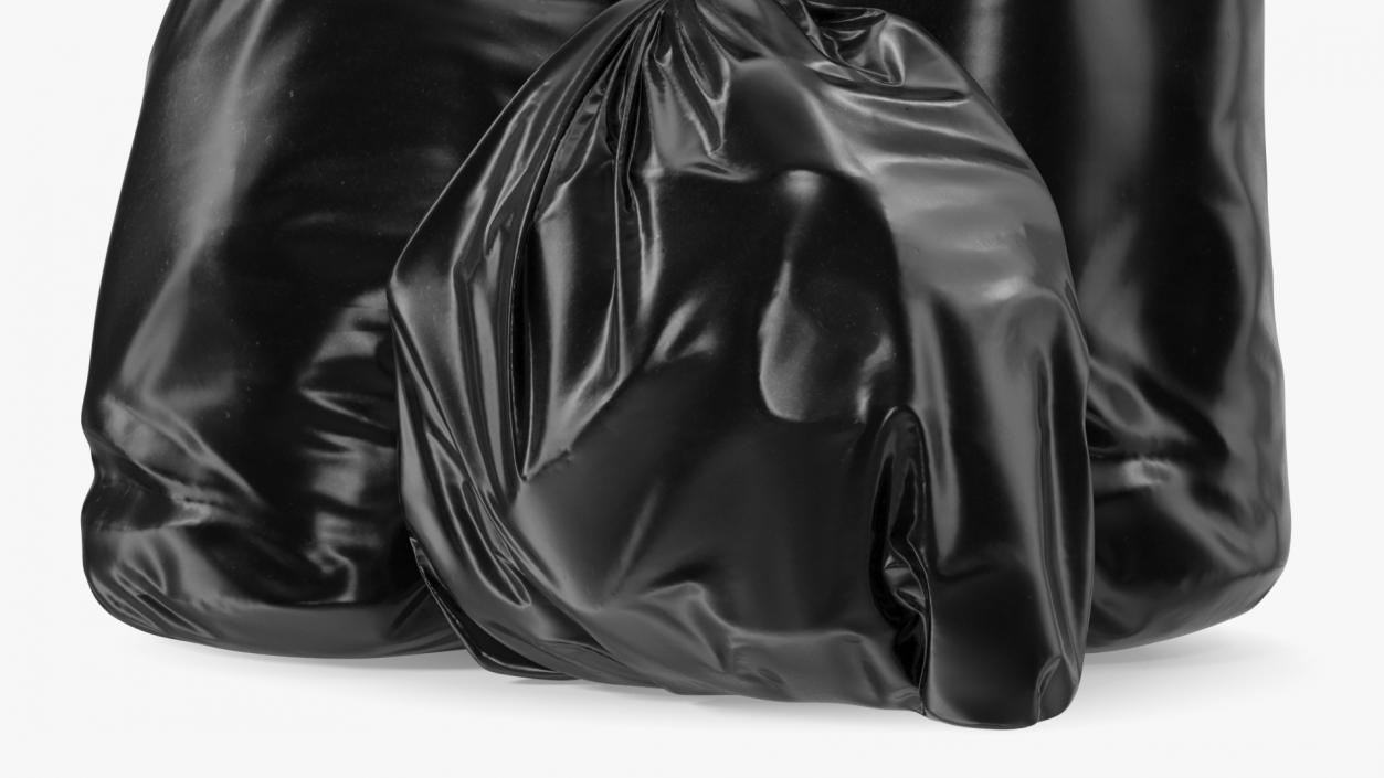 3D Tied Closed Black Trash Bags model