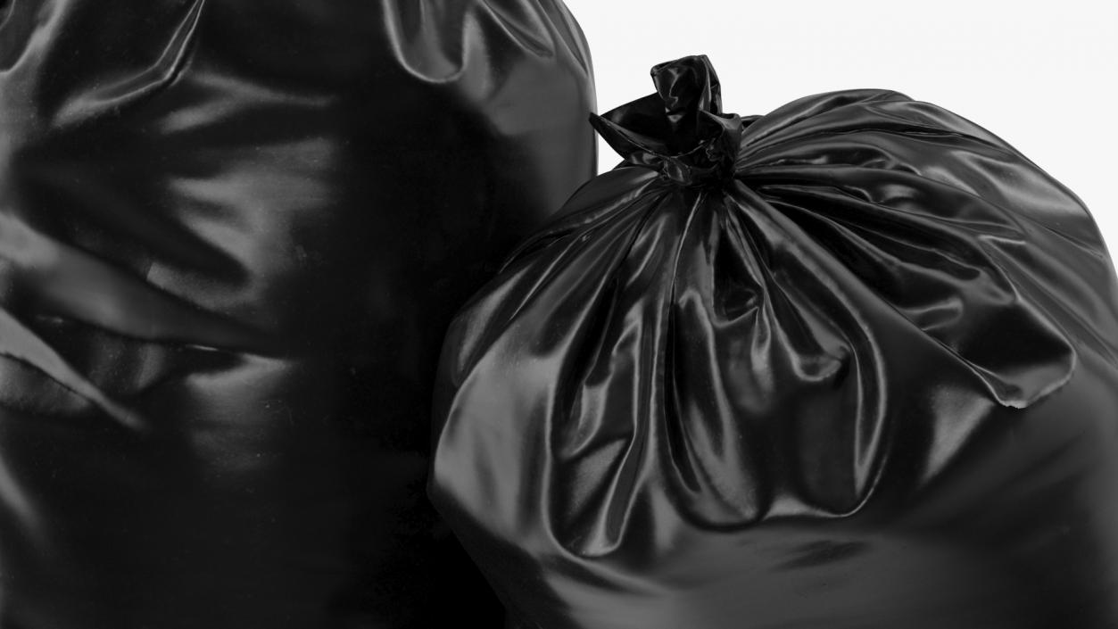 3D Tied Closed Black Trash Bags model