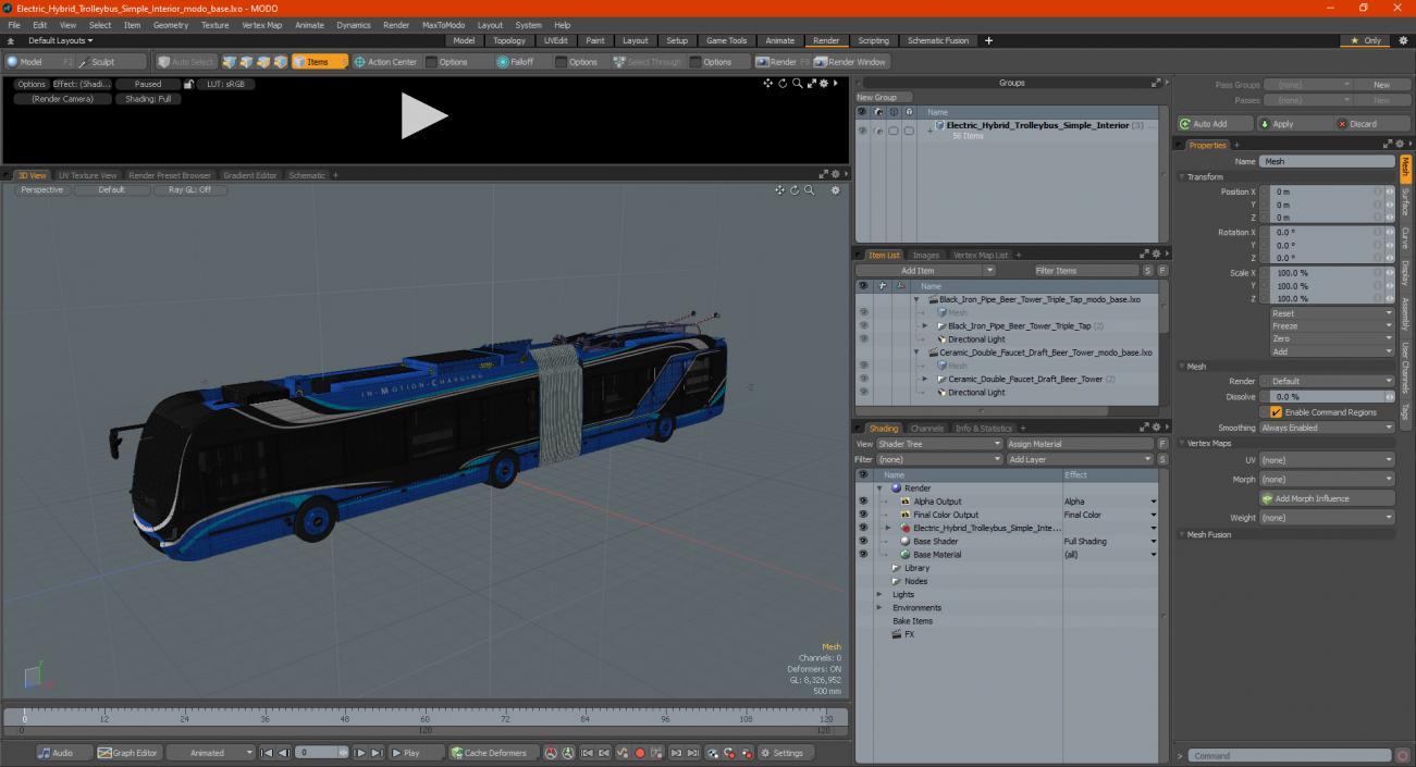 Electric Hybrid Trolleybus Simple Interior 3D