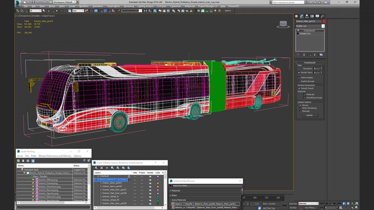 Electric Hybrid Trolleybus Simple Interior 3D