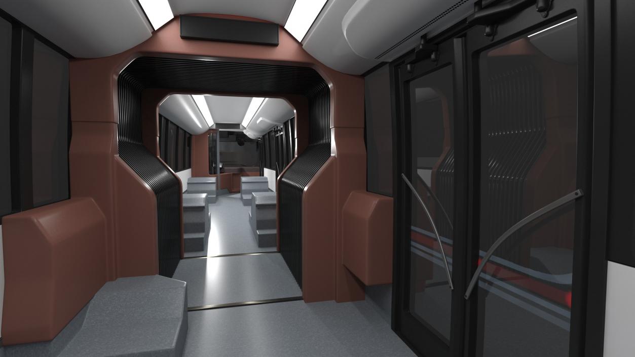 Electric Hybrid Trolleybus Simple Interior 3D