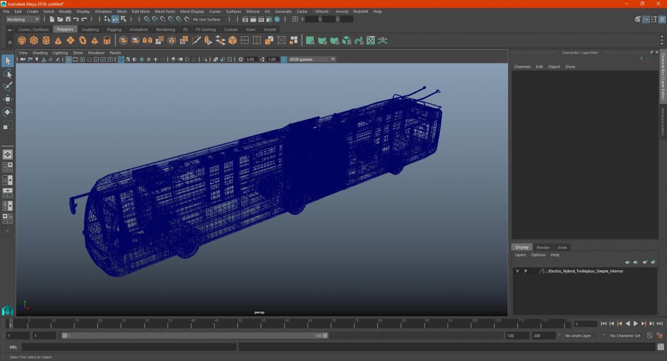 Electric Hybrid Trolleybus Simple Interior 3D