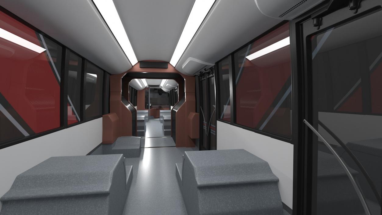 Electric Hybrid Trolleybus Simple Interior 3D