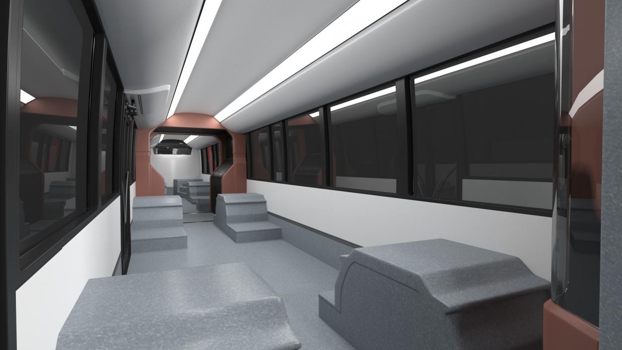 Electric Hybrid Trolleybus Simple Interior 3D