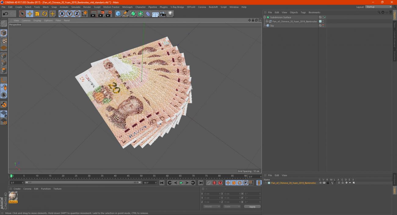 Fan of Chinese 20 Yuan 2019 Banknotes 3D