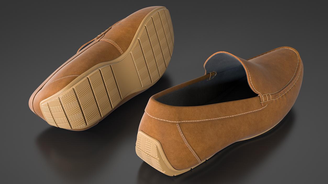 3D Mens Brown Casual Style Mocassins model