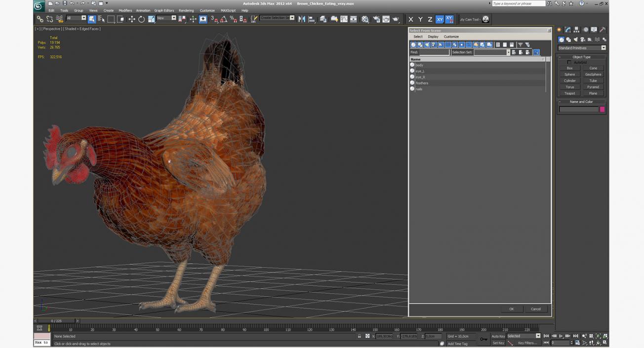 3D model Brown Chicken Eating