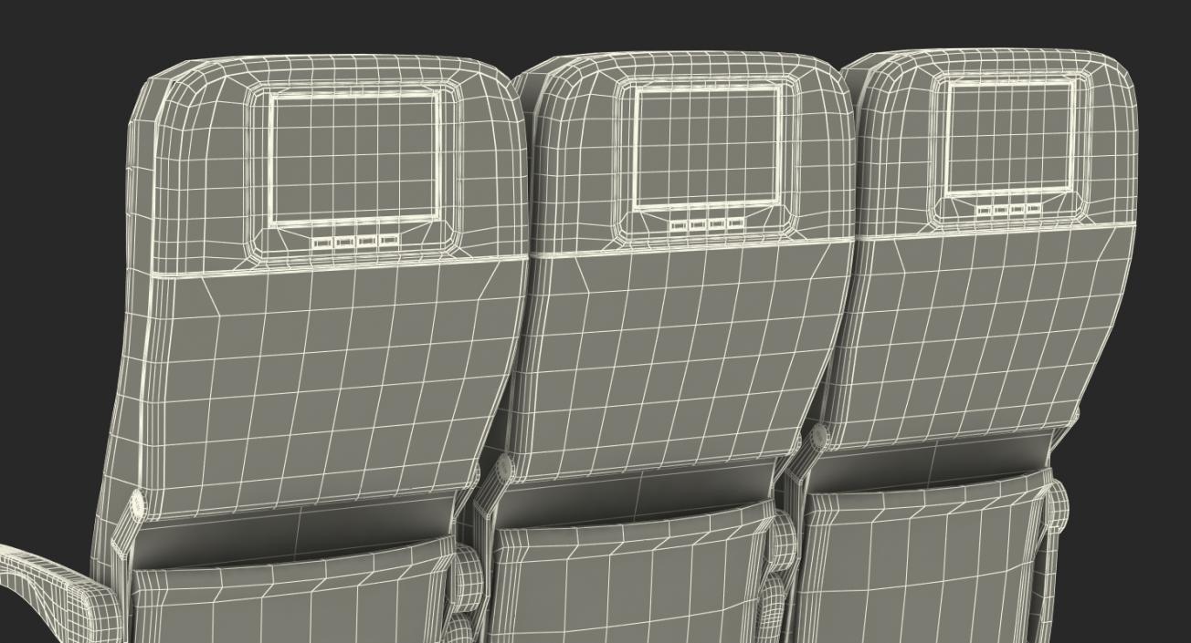 3D model Aircraft Economy Class Passenger Triple Seats