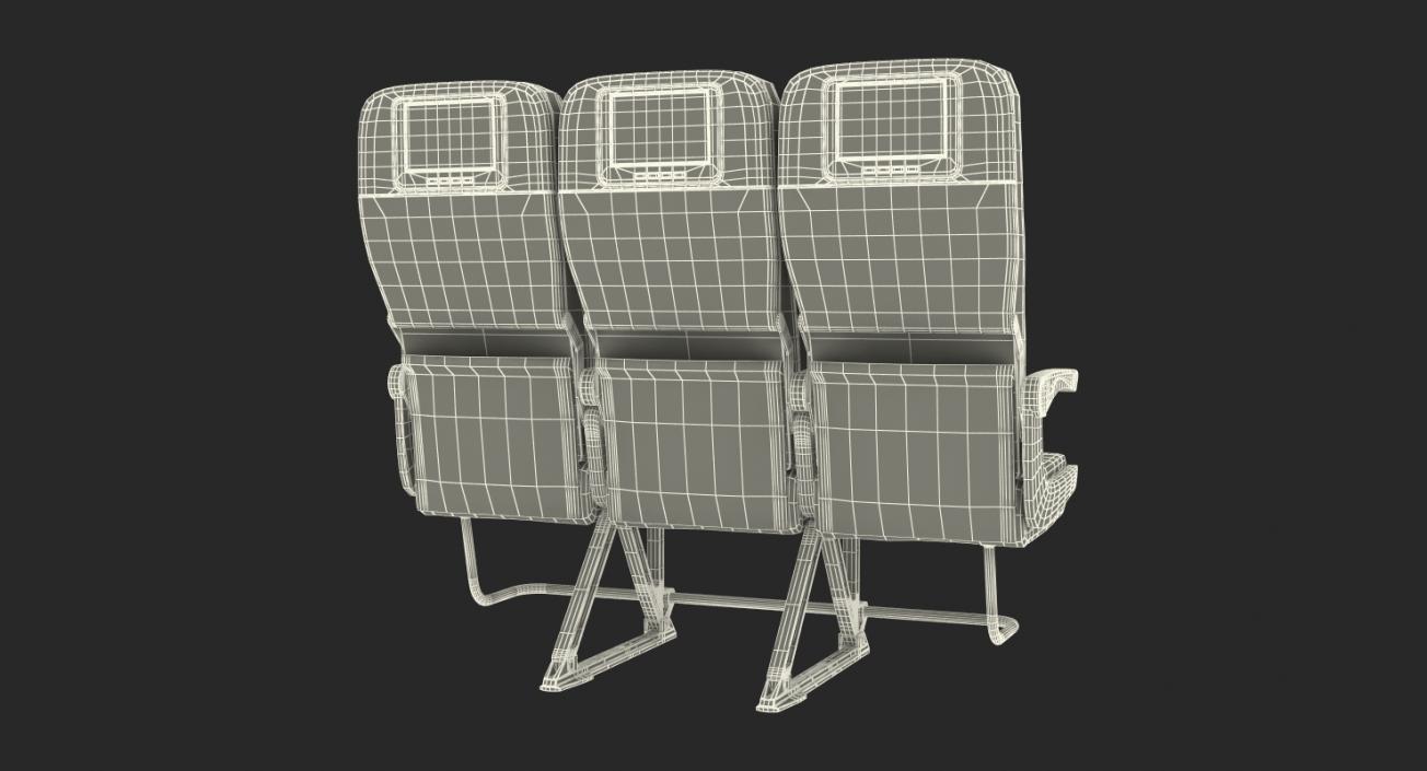 3D model Aircraft Economy Class Passenger Triple Seats