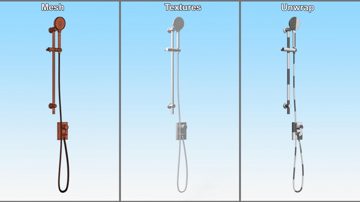 Wall Mount Hand Shower Silver 3D model