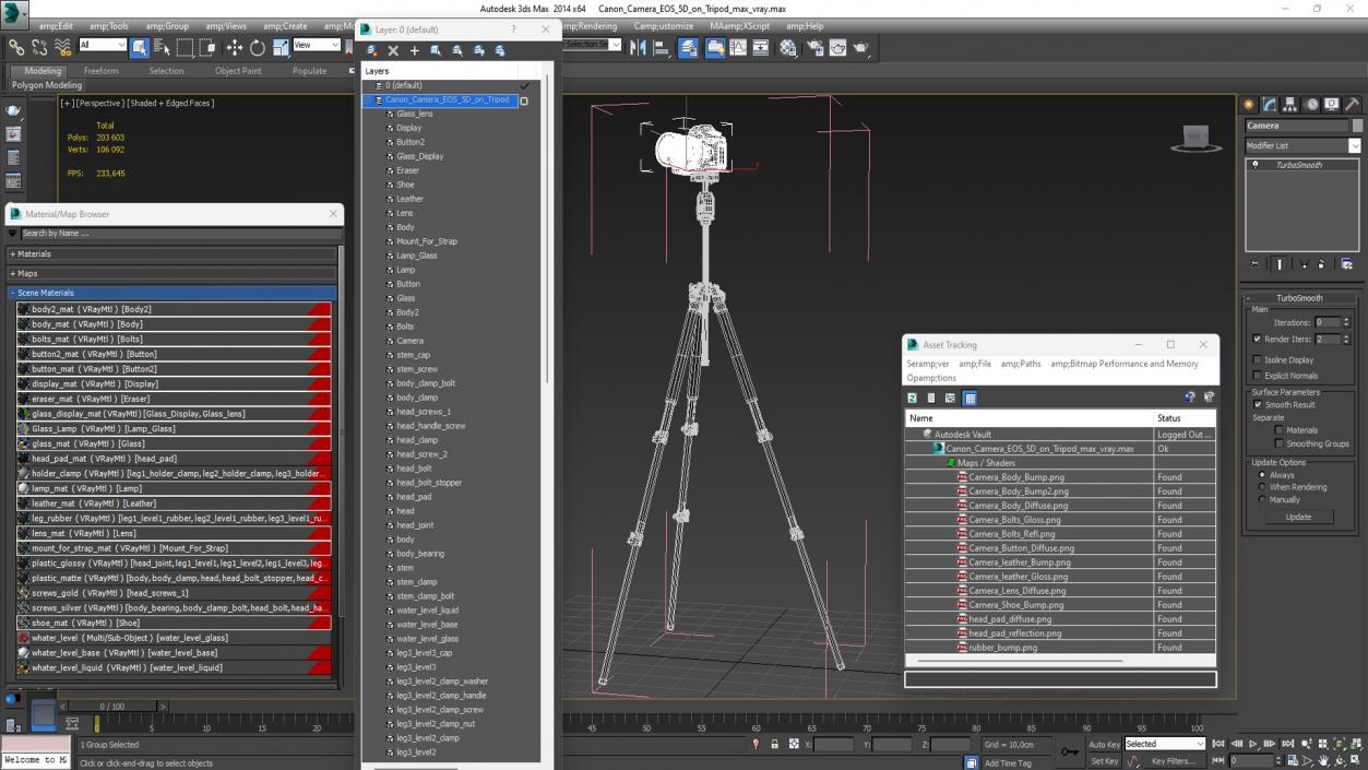 Canon Camera EOS 5D on Tripod 3D model