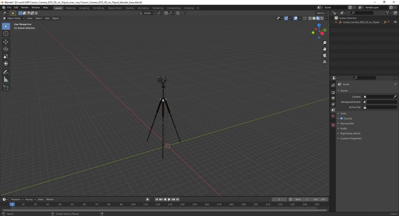 Canon Camera EOS 5D on Tripod 3D model