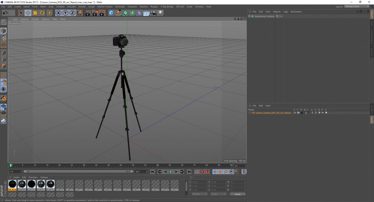 Canon Camera EOS 5D on Tripod 3D model