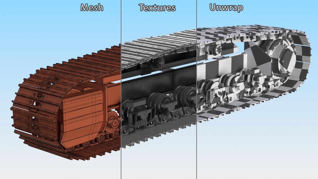 3D model Bulldozer Excavator Track