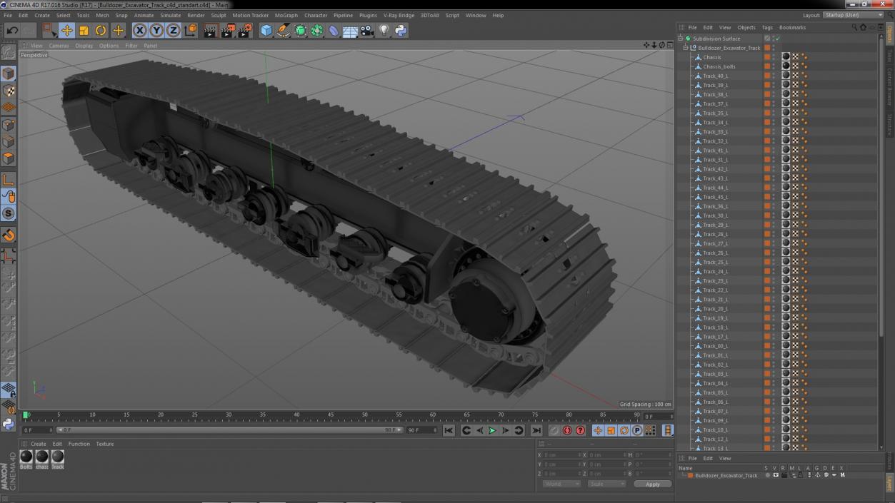 3D model Bulldozer Excavator Track