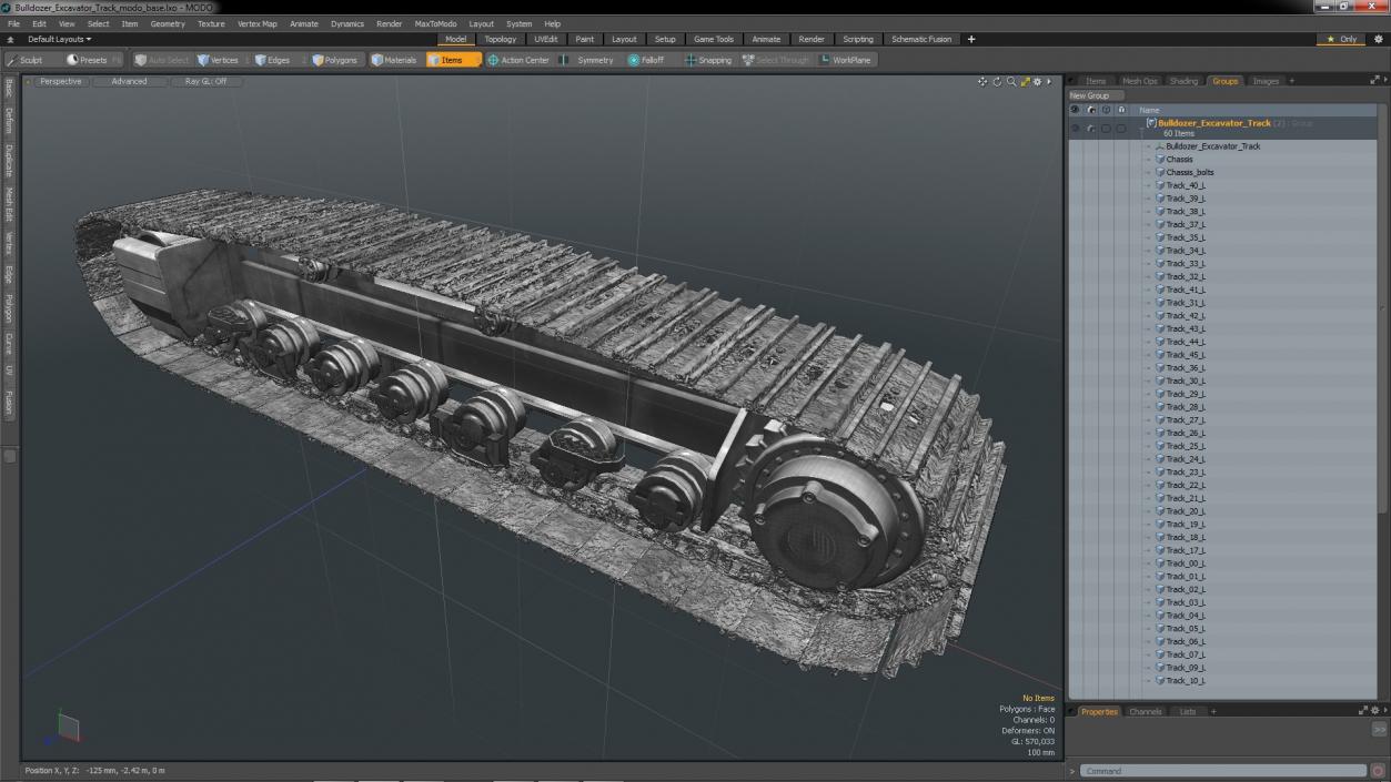 3D model Bulldozer Excavator Track