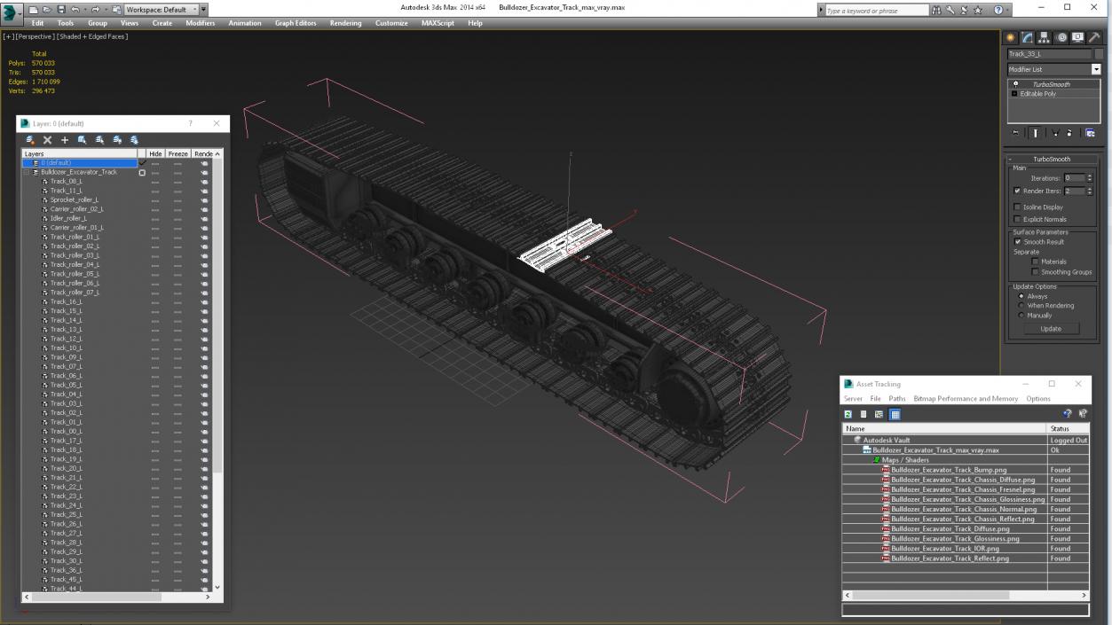 3D model Bulldozer Excavator Track