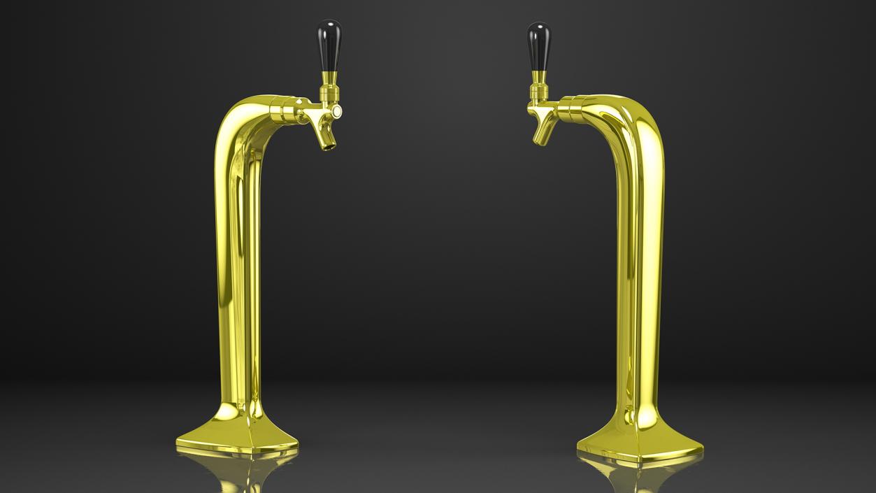 3D Single Tap Brass Draft Beer Tower model