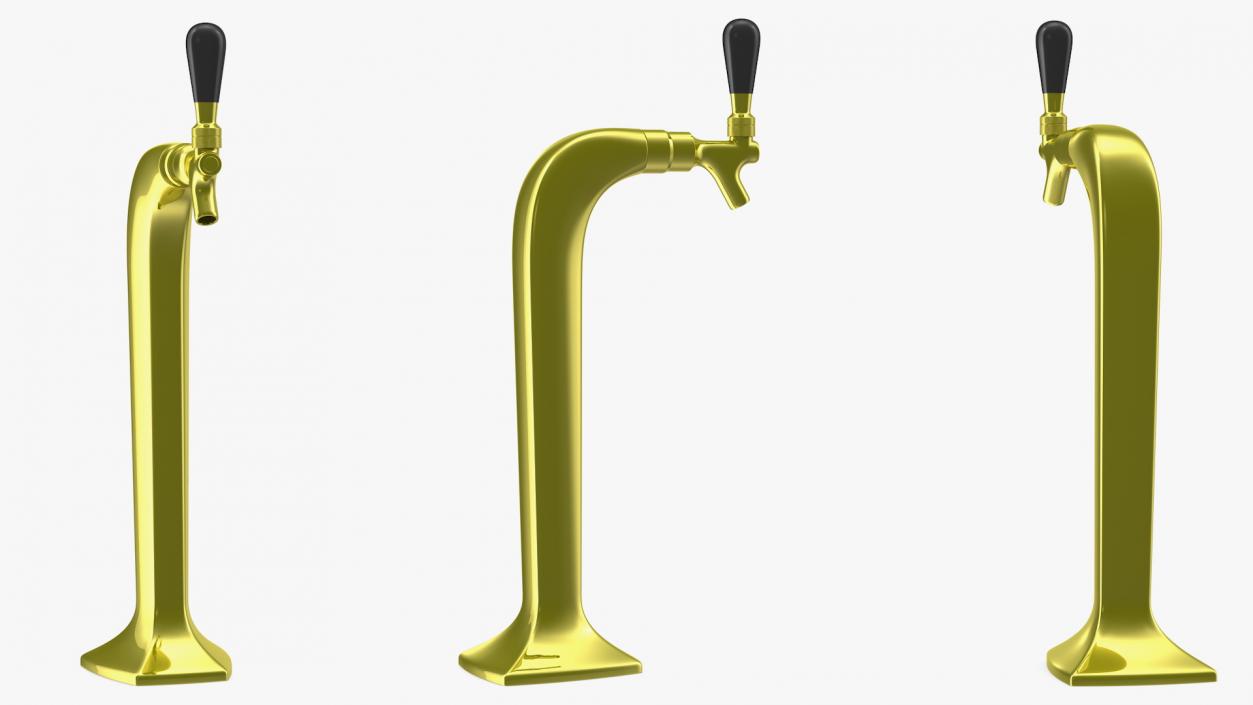 3D Single Tap Brass Draft Beer Tower model