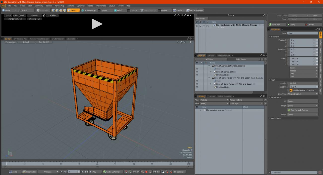 3D model Silo Container with Slide Closure Orange