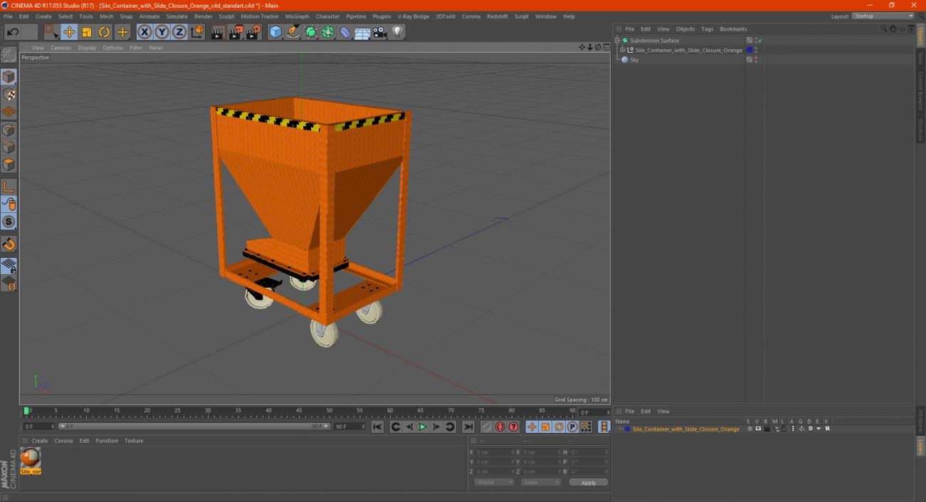 3D model Silo Container with Slide Closure Orange