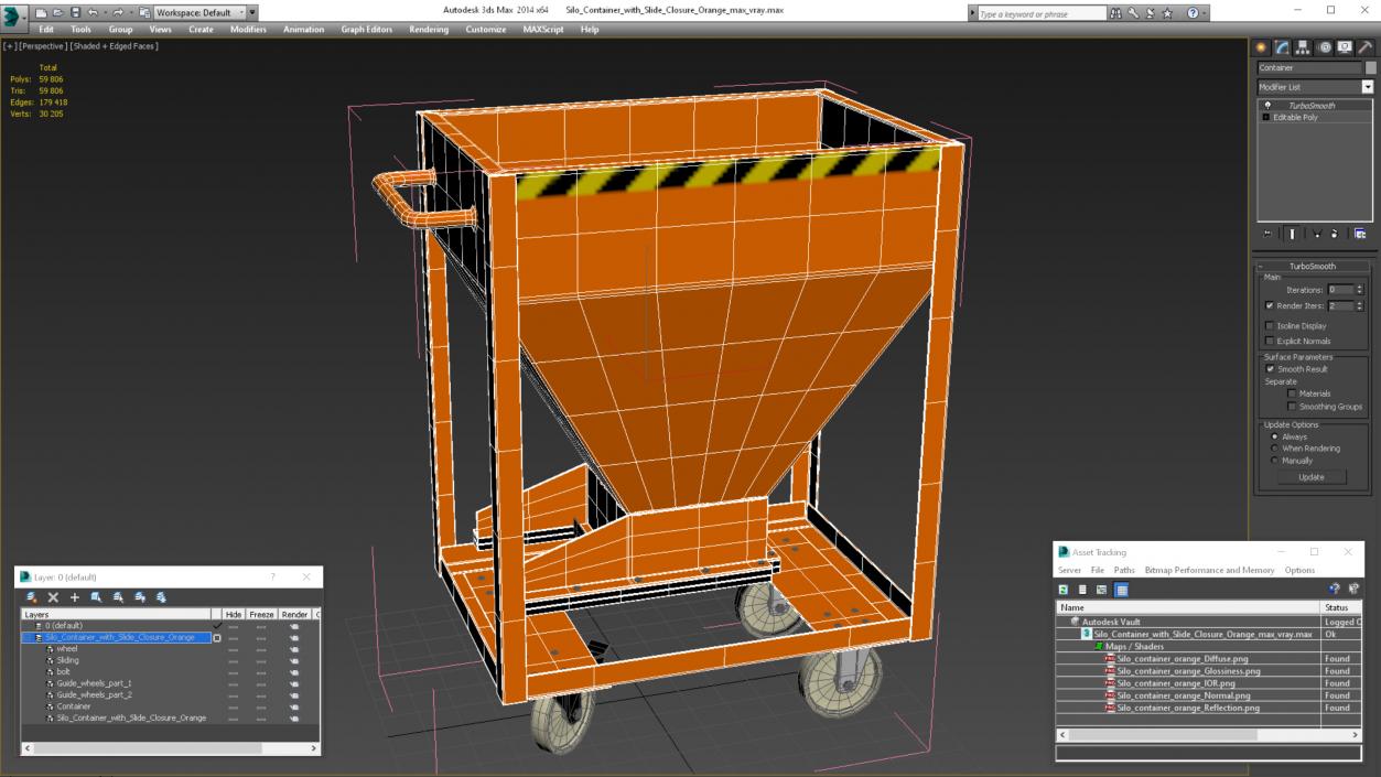 3D model Silo Container with Slide Closure Orange