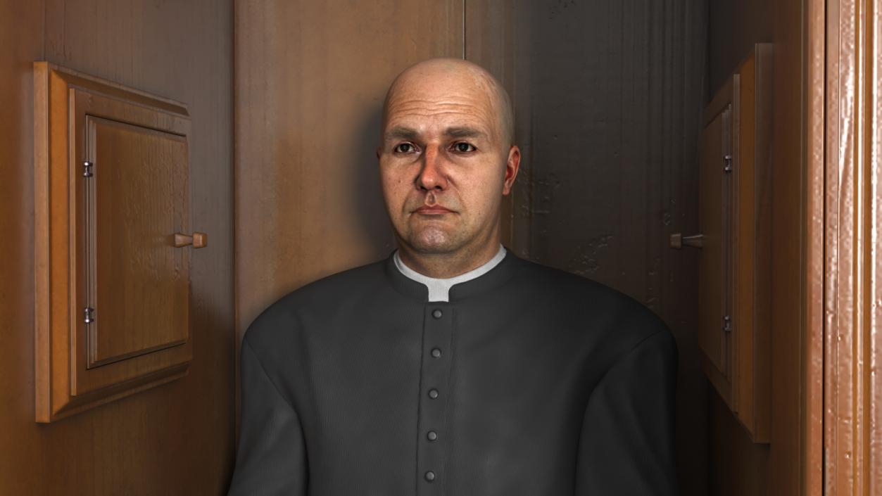 3D model Confessional Booth with Priest