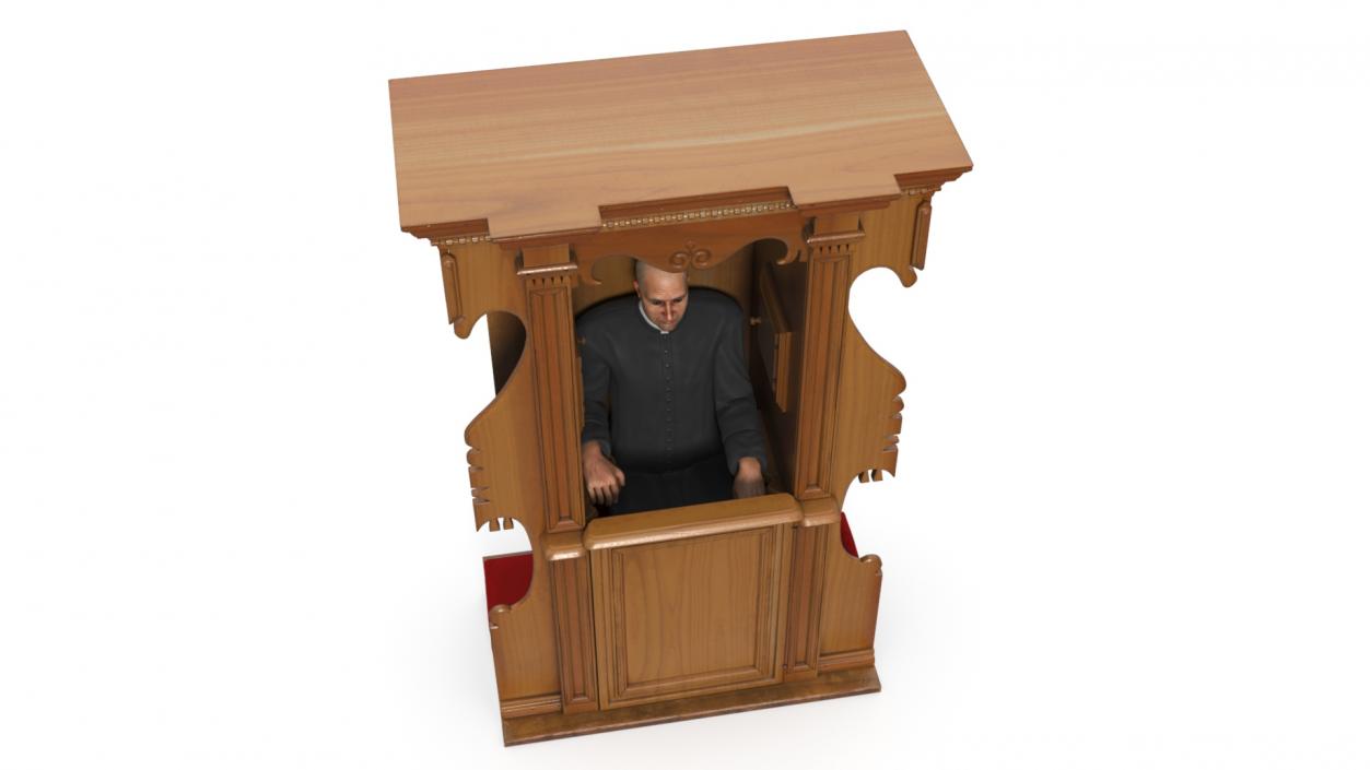 3D model Confessional Booth with Priest