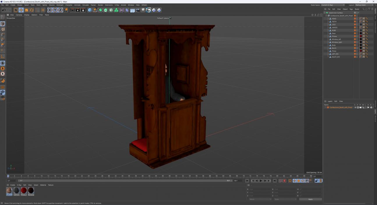 3D model Confessional Booth with Priest