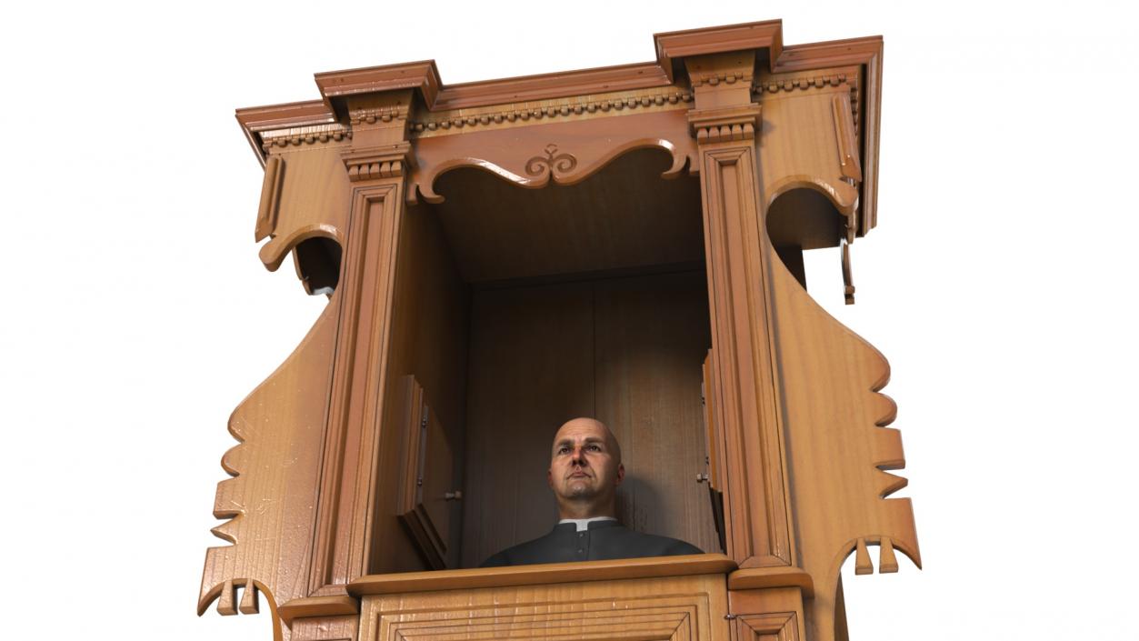 3D model Confessional Booth with Priest