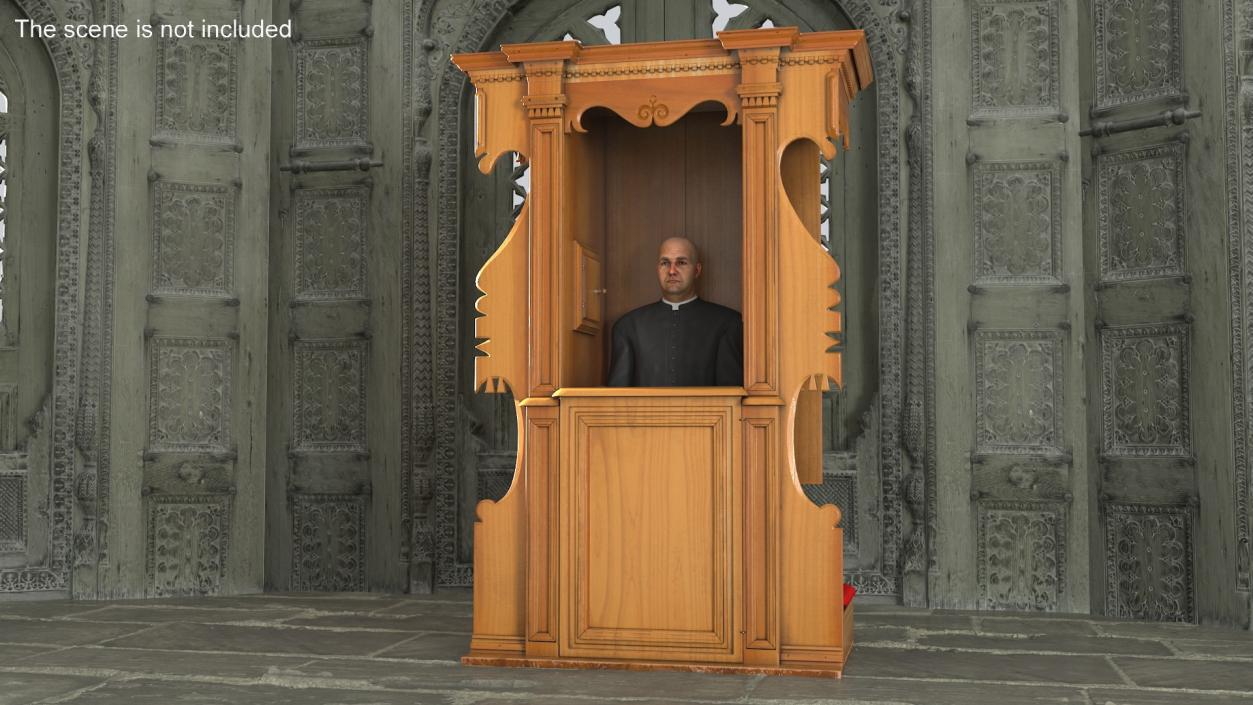 3D model Confessional Booth with Priest