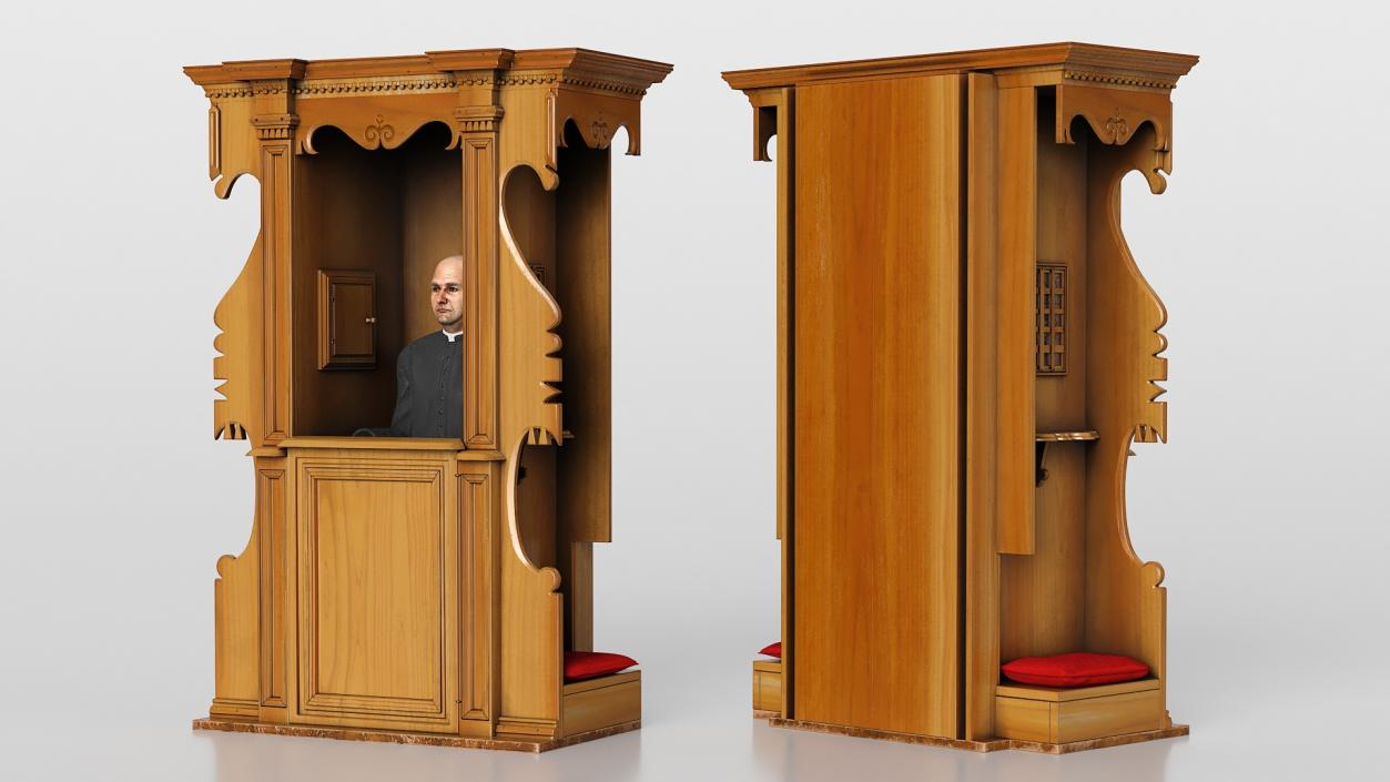 3D model Confessional Booth with Priest