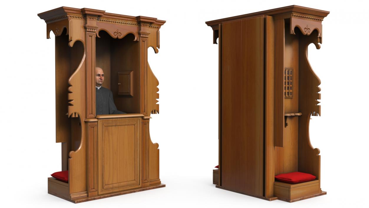 3D model Confessional Booth with Priest