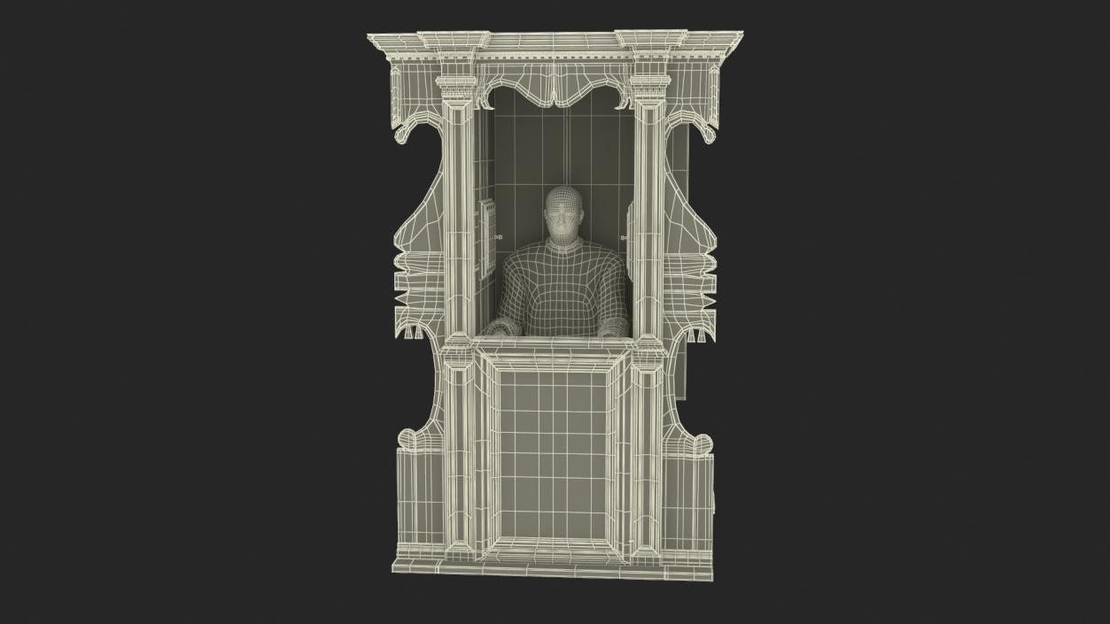 3D model Confessional Booth with Priest