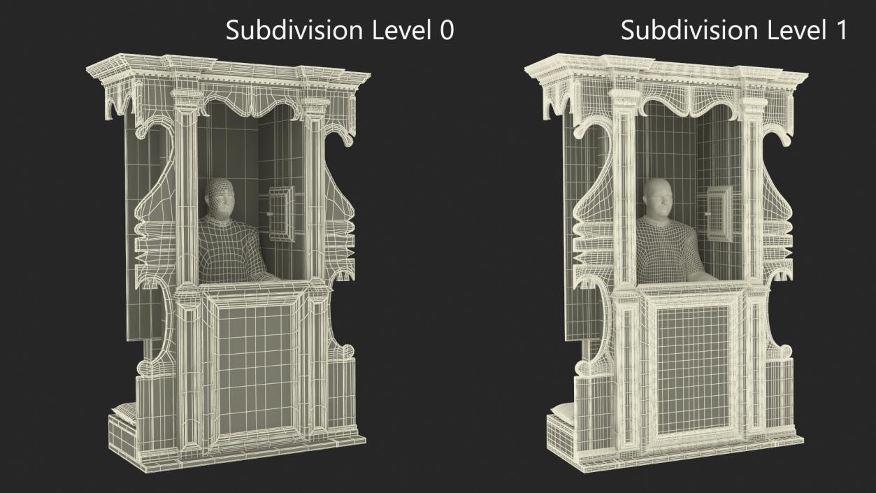 3D model Confessional Booth with Priest