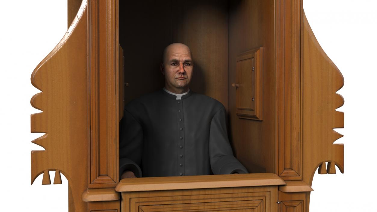 3D model Confessional Booth with Priest