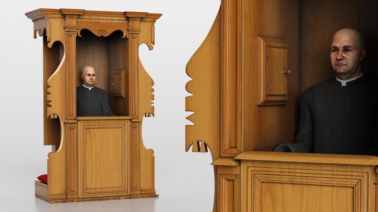 3D model Confessional Booth with Priest